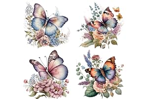 Tashce 4 stycken väggtatuering fjärilar, 30 x 30 cm självhäftande vattentät