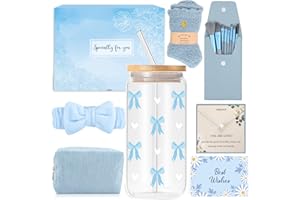 XOURSPATY Cadeaux pour filles adolescentes 9, 10, 11, 12, 13, 14, 15 ans, cadeau d'anniversaire pour fille, gobelet en verre, verre avec paille et couvercle, pinceau de maquillage, trousse de maquillage