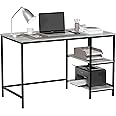 Vida Designs Brooklyn Desk 2 Shelves Computer PC Laptop Table Shelf Shelving Home Office Storage Industrial Furniture (Grey)