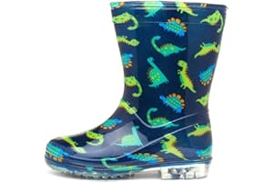 Shoe Zone - Boys Navy & Green Dinosaur Welly