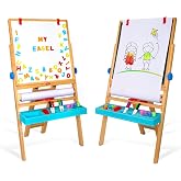 Giggles Funskool My First Easel, 4in1 Double Sided Wooden Magnetic Board with Alphabets & Numbers, Learning, Fun & Engaging A