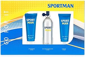 SPORTMAN - Go For It Colonia 150 ml + Gel de Baño 75 ml + After Shave 75 ml, Estuche de Regalo Hombre, Eau de Toilette Natural y Masculina, Aroma Cítrico, Fragancia Fresca, Deportiva y Duradera