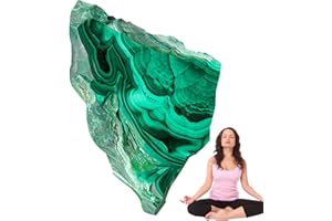 ALWIDA Fetta lucidata di malachite naturale, di malachite - Fette di malachite grezza di pietra di naturale - per la lavorazione di pietre preziose Pietra da meditazione per raccolta di rocce per s