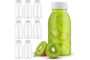 JETOP Bottiglie di plastica da 200 ml, senza BPA, 8 pezzi, bottiglie di plastica con coperchio, mini bottiglie per frigorifero con coperchio, piccole bottiglie di plastica, contenitori per bevande per