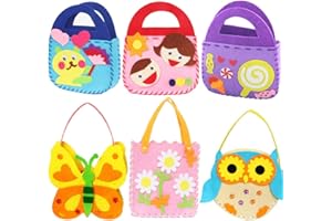 Dsaren 6 paquets Kits de Couture Loisirs Créatifs Enfant Debutant Kit d'artisanat Sac à Main Bricolage, 6 Modèles (Colour-A)