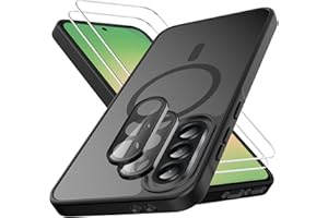 Ezanmull für Samsung Galaxy A56 5G Hülle Magnetisch Stoßfest, 2 Glas Bildschirm Schutzfolie + 2 Kamera Objektiv Schutzfolie, Transparente Anti-Fingerabdruck Hülle für Galaxy A56 5G (Schwarz)