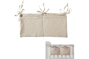 BAVOOTY Khaki Hanging Bed Organiser, 2 in 1 Baby Crib Pocket Organizer - Hanging Storage Bag