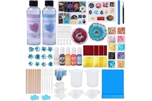 WEALIKE Epoxy Resin Kit,Resin Kits for Beginners with 400ml Epoxy Resin,Moulds,Pigment,Resin Accessories and Tools,Great for Resin Keychain and Coaster Making