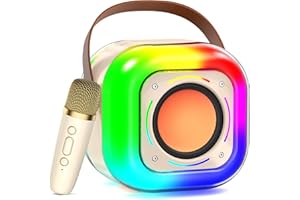 JYX Karaoke con Microfono, Máquina de Karaoke, Altavoz Bluetooth portátil para Adultos y niños,Karaoke con 2 micrófonos inalámbricos, Sistema PA con Luces LED para Fiestas