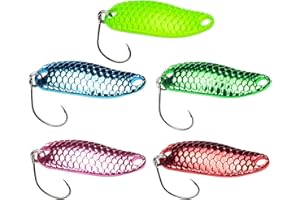 ‎FISHN FISHN Shiny Trout Spoon Set - Größe 3,2cm, Gewicht 3,5g, Forellenköder, Forellenspoons, Forellenblinker zum Angeln auf Forelle, Saibling & Barsch, Spinnfischen (Shiny Set 3,5g Rainbow (5X))