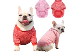 ABRRLO 2 Pack Dog Jumper Fleece Warm Pet Dog Cat Sweater Pullover Soft Thickening Knitwear Puppy Kitten Sweatshirts Knitted Jacket Coat for Small Medium Dogs Hoodies Apparel Costumes (XS, Red+Pink)