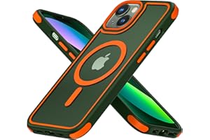 MobNano Hybrid Magnetisch Durchsichtig Hülle für iPhone 13 Hülle, iPhone 14 Hülle [Kompatibel mit MagSafe] Stoßfest Bumper Transparent Starke Magnet Handyhülle Silicone iPhone 13 14 Case - Grün