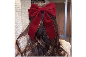 Dervivea Vintage Velluto Fiocco Hairclip Grande Bowknot Capelli Barrette Clip Vintage Rosso Raso Capelli Clip Pin Raso Fiocco Coda Di Cavallo Titolare Haiclips Accessori Decorativi Per Capelli