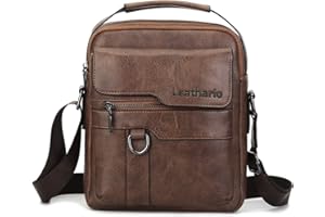 Leathario Shoulder Bag, Vegan Leather Cross Body Bag Men, Small Messenger Bag, Side Sling Bags for Work, Travel, Daily Use
