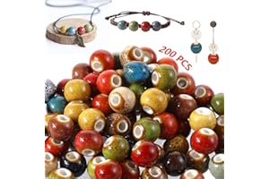 Guidre 200 Cuentas de Cerámica de Colores, Cuentas Redondas de Cerámica Esmaltada para Pulseras, Collares, Aretes y Manualidades