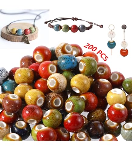 100 Perline In Ceramica Colorate 10mm Con Foro 3mm | Perline Polimero Opache Per Gioielli Fai Da Te | Stile Cinese