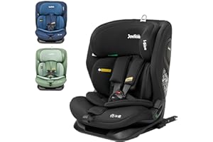 Jovikids Silla Coche Bebé, I-Size Silla de Coche Grupo 1/2/3 ISOFIX, para Niños de 76-150 cm, 15 Messes a 12 Años, 9-36 kg, Normativa R129, ISOFIX + Top Tether, Protección Lateral - Negro