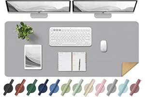 BLESWIN Tappetino da Scrivania - Tappetino da Scrivania per Ufficio, Tappetino da Scrivania in Pelle, Tappetino da Scrivania per Cucito, Tappetino da Scrivania per Ufficio/Casa/Decoro Grigio Chiaro 120x43cm