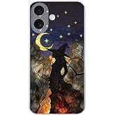 PrintiFy iPhone 17 ile Uyumlu Vitray Cadı Saati Tasarımlı Şeffaf Silikon Kılıf