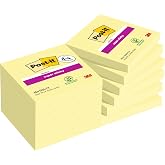 Post-it Super Sticky Canary Yellow, Pack of 8 Pads + 4 Free, 90 Sheets per | Back to School Supplies, Self-Stick Notes with S