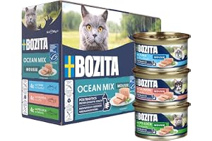 Bozita Mousse Ocean Mix – 12 × 85 g våtfoder för katter med tonfisk, lax eller sej – spannmålsfritt, utan socker & färgämnen