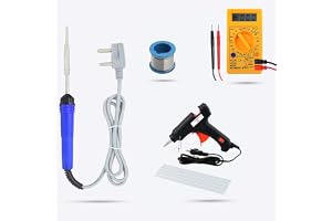 Hillgrove HGCM103M2 Electric 5in1 Mobile Soldering Equipment Tool Machine Glue Gun Combo Kit Set with Digital Multimeter 25 W Simple (Flat Tip)