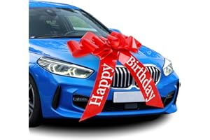 Moosono Große Rote Schleife für Auto, Geschenkschleife Große, Riesige Autoschleife, Car Bow für Fahrrad und Schleife mit Saugnapf (23inches/rot Happy Birthday)