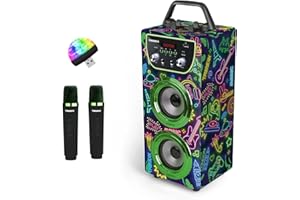 Trendix - Karaoke Maschine Kinder Neon World | Karaoke Anlage Mit 2 Mikrofonen | Musikbox Kinder Radio Fm, USB, Bluetooth Und Sd | Kinder Musikbox | Geschenk Mädchen 6 Jahre
