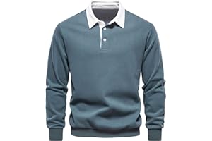 MakingDa Mens Polo Neck Sweatshirts Long Sleeve Casual Pullover Sweatshirt Solid Color Winter Warm Jumper Top