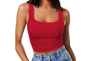 RIROW Damen Ärmelloses Tank Top Slim Fit Quadrat-Ausschnitt Geripptes Basic Oberteil