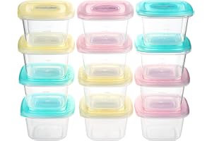 PandaEar Babygröt förvaringsbehållare av plast med lock, lufttät, 12 stycken, barnmat, frysning, behållare för babygröt, barnmat, mikrovågsugn och frys