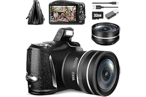 Cámara Digital NBD para fotografía, cámara de vlogging 4K/30FPS Ultra HD de 48MP, compacta con Lente Gran Angular y Macro, Tarjeta SD de 32GB, Zoom Digital 16x, Ideal para Principiantes