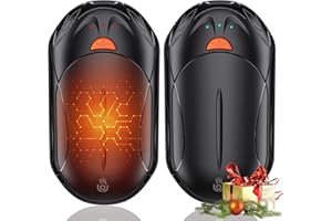 Scaldamani Elettrico 6000mAh, OUTJUT 2 Pezzi USB Diviso Scaldamani Ricaricabile, Calore con 3 Livelli per Raynauds e all'Aperto, Caldi regali natalizi