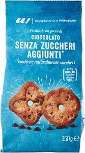 Unes Biscotti Frollini senza Zucchero con Gocce di Cioccolato 350g