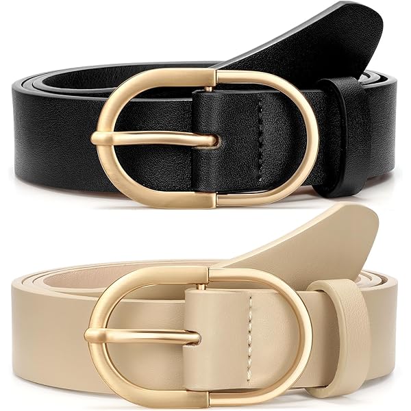 2 Cinture Donna In PU - Nero E Marrone Con Fibbia In Lega Per Jeans E Abiti - Foto 12