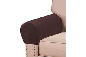 GYHH Elastische Samt Armlehnenbezüge, Armkappen, Für Sessel, Sofa, Sessel, Couch Stretchy Armlehnenbezug, Bequem, Wasserfest, Couch Armlehnenschoner (Brown,2)