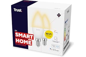 Trust WiFi E14 Smart Bulb, Dimmable Candle Bulb,Works with Alexa and Google Home, No Hub, Small Screw Warm to Cool Smart Light Bulb,White Ambience [Amazon Excl] - 2 Pack
