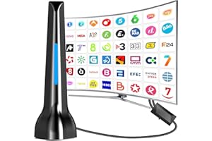 DGUPSP Antena TV Interior | Antena Digital para Interiores HD con Amplificador y Base Magnética, Compatible con 4K 1080P DTMB DVB-T2 DVB-T TDT, Funciona con Todos los Televisores