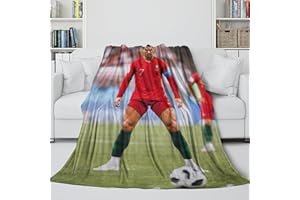 REIPOL Ronaldo Warme Decke - Fußball Plüsch Decke Für Kinder Erwachsene - Anti-Pilling Decke Für Bett Sofa Büro Kinderbet - Weihnachten Geburtstag Hochzeit Geschenk Idee(150x200cm)