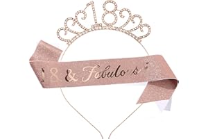 CHTENG Rose Gold Happy Birthday Sash and Tiara Rhinestone Crown Headband for Birthday Party Supplies