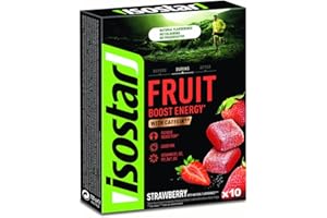 ‎ISOSTAR Isostar Energy Fruit Boost - Erdbeergeschmack - Sport Fruchtgummis - Müdigkeitsreduktion - Mit Koffein - Natürliches Aroma - Ohne Farbstoffe - Ohne Konservierungsstoffe - 1 Schachtel mit 10 Fruchtgummis (10 x 10 g)