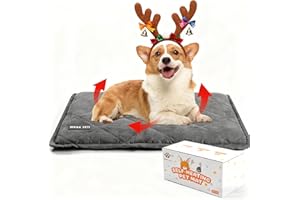 MORA PETS Self Heating Dog Bed for Medium Dogs, Thicker Dog Crate Bed Washable Pet Heating Pad with Removable Cover, Thermal Pet Blanket for Indoor Outdoor, Heated dog Mat with Anti-Slip Base 76x53cm