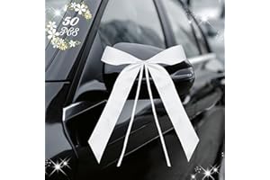 Phantasy® 50 Stück Autoschleifen Hochzeit, Deko Vintage Antennenschleifen Autoschleifen Set für Hochzeitsdeko Auto Tisch Zimmer Party Dekoration, Weiß