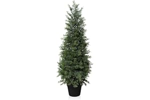 Fopamtri Piante Finte da Interno Cedro Artificiale 90cm Piante Artificiali Cipressi in Vaso Resistente Agli UV per Soggiorno Giardino Anteriore Decorazione (1 Pezzi)
