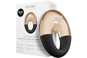 GESKE SmartAppGuided™ Cool & Warm Eye Massager | 7 in 1 | Massaggiatore multifunzione | Occhi/viso | Raffredda/riscalda senza batteria | Rassoda, rilassa e sgonfia | Pratico design ad anello
