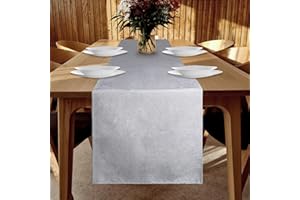 YUNSHANGHE Waterproof Table Runner, 40 x 180 cm, Light Grey, Linen Look, Washable, Modern, Stain-Resistant, Perfect for Dining Room, Party, Holiday Decoration