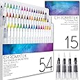 CHROMATEK Watercolor Brush Pen Set 54, Tutorial Pad and Online Video Tutorial Series Real Brush Tip. Vivid. Smooth. Blendable. 50 Colors, 4 Blending Brushes Set.
