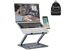 xuenair Verstellbarer Laptop-Ständer für den Schreibtisch, tragbarer Laptop-Telefonhalter, Faltbarer Computerständer für MacBook Pro Air Dell Hp More 10-17 Zoll Laptops -Grau