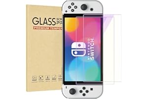 Rvciby 2-Pack Blue Light Blocking Screen Protector for Switch OLED Model 2021 [7 Inch]- Anti Glare,Anti Fingerprint, Eye Protection Film,HD Clear, 9H Hardness