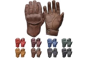 Goldtop Mens Silk & Unlined Predator CE APPROVED Leather Motorcycle Gloves | Knox CE Armoured Floating Knuckle Protection Perforated Unlined Summer Gloves